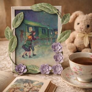 Floral Cottagecore Photo Frame Art Illustration Bunnies of Boston 2002 Biophilic